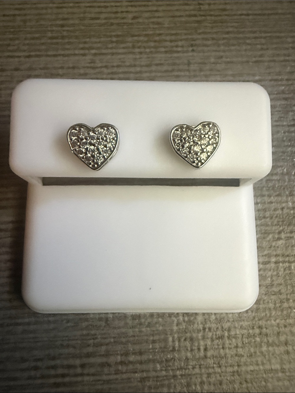18k White gold filled Heart Pavé Stud Earrings - Women Jewelry